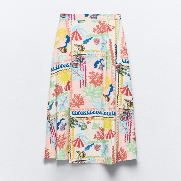 Zara 2-piece PATCHWORK PRINT TOP and PATCHWORK PRINTED CAPE SKIRT - Picture 7 of 11